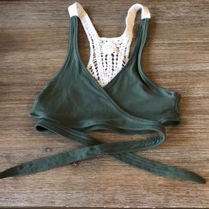 Forest green knit bathing suit top